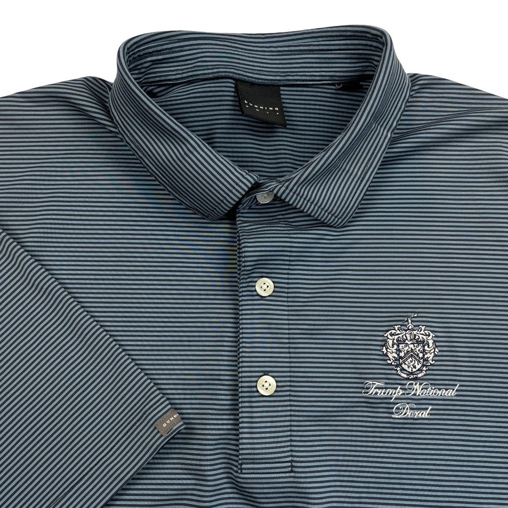Trump National Doral Dunning Golf Polo Shirt Mens Large Blue Striped Stretch